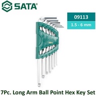 SATATOOLS 09113 Hex L Key 7 Pcs 1.5 - 6.0 mm Long Arm Ball Point Hex Key Set