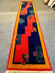 "Luxurious Handmade Tibetan Hall Runner – Thick Wool Pile on Cotton Base 69x293 cm (2.4x9.7 ft)"
