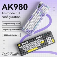 Ajazz ak980 pro FullSize mechanical keyboard with integrated knob and top-notch screen with 3 connec