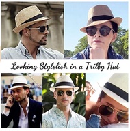 AUTHENTIC Ladybro USA Straw Fedora Hat Mens Fedora Hats for Men Trilby Hat Sun Hat Panama Hat 100% W
