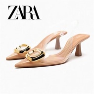 Zara Women's Shoes Natural Color Detail Crystal Slingback High Heels