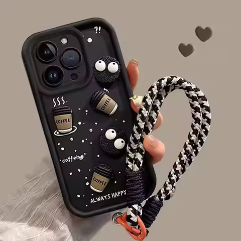 3D DIY Coffee Lanyard Phone Case For INFINIX Note 50 Plus 50S 50X 40 30 Pro GT 20 30 Pro HOT 50 40 3
