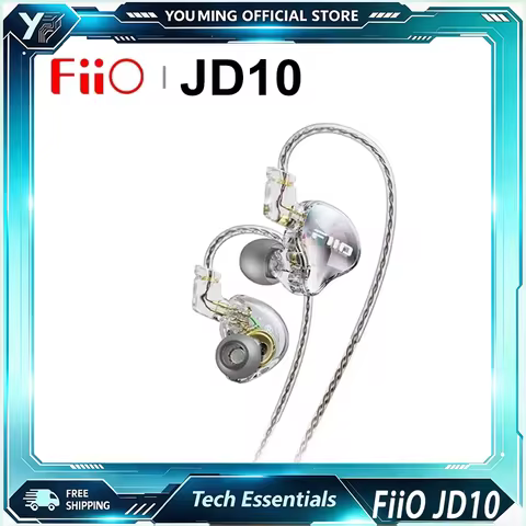 FiiO JD10 Wired In‑Ear Earphones High Fidelity Sound 3.5mm & Type‑C Jack Ear‑Hook Noise‑Isolating He