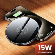 15W Wireless Charger for iPhone 15 14 Pro Max Earphone Flash Wireless Charging Charger Station for S