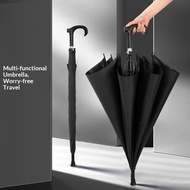 Long Handle Crutches Umbrella Automatic 77cm Extra Large Vinyl Sunny Umbrella Creative Dual-Use Gift