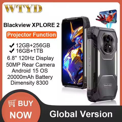 Blackview XPLORE 2 Projector Rugged Phone 16GB+1TB 6.73" AMOLED Display Dimensity 8300 50MP Camera 2