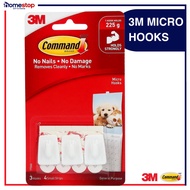 3M Command Micro Hooks, White, 3 Hooks/Pack, Holds 225g, Damage-Free Hanging