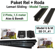 Rel Sliding Lemari 2 Pintu 15 Meter Model Tanam U dan M Plus Roda Geser SD 31 41 Huben