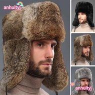 ANHUITYJ Faux Rabbit Fur Hat, Soft Ear Protection Fur Bomber Hat, Thickened Winter Warm Windproof Wi