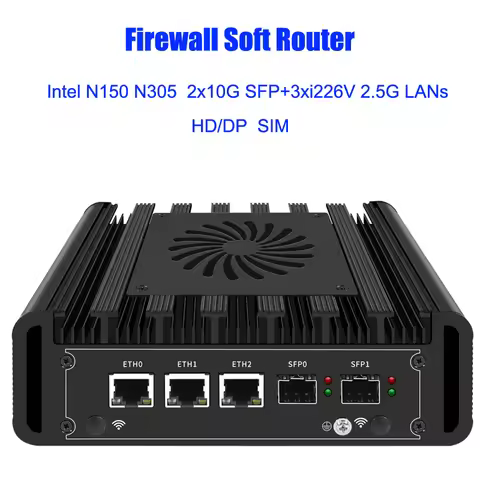 12th Gen Intel i3 N300 ES N100 Fanless Mini PC 2*10G SFP+ 3*i226-V 2.5G LAN Win11 EX-SI Computer 2*N