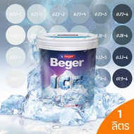 Beger ICE สีฟ้าอมเทา ฟิล์มกึ่งเงา และ ฟิล์มด้าน 1 ลิตร สีทาภายนอกและภายใน สีทาบ้านแบบเย็น เช็ดล้างทำ