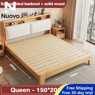 Bed frame 180/150/120CM solid wood modern minimalist double bed economical small apartment simple