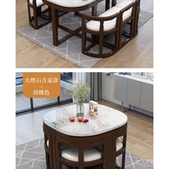 Nordic Cyber Celebrity Style Marble Dining Tables and Chairs Set Small Apartment Household Dining Table Simple Modern Square and round Invisible Rice Table