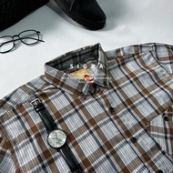 KEMEJA F2D premium semi-wool flannel shirt long sleeve unisex men's and women's checkered shirt 45 p