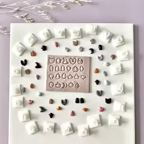 22 Pcs set Autumn Halloween Series Mini Clay Cutters Leaf Ghost Pumpkin Bet Shaped Clay Molds for DI