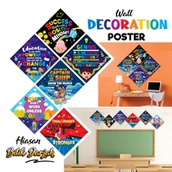 Poster Motivasi Hiasan Kelas Hiasan dinding Bilik Darjah Set Keceriaan Kelas Pusat Sumber Sekolah
