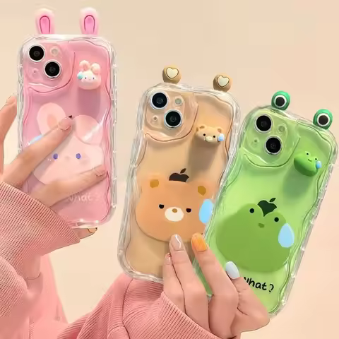 3D Frog Rabbit Bear Case for Samsung Galaxy S25 S24 S23 S22 S21 Ultra Plus S20 FE A73 A72 A71 A56 A5