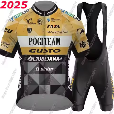 Ljubljana Gusto 2025 Cycling Jersey Pogi Team Set Mens Clothing Road Bike Suit Mountain Bicycle Shir