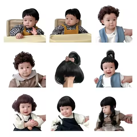 Q0KB Baby Wig Children's Bobo Curl Short Hair Photo Props Infant Toddlers Wig Headwear Girl's Braid 