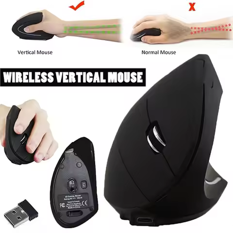 Ergonomic Vertical Gaming Mouse Wireless Mouse Rechargeable Gamer Mouse Kit Optical 2.4G Mouse Compu