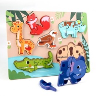 WHISPERS Wooden Dinosaur Wooden Puzzle Montessori 3D Puzzle Wooden Dinosaur Toy Educatioanl Puzzle T