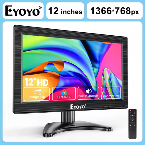 EYOYO 12" Small Monitor w/Remote Controller&BNC HDMI VGA AV Inputs CCTV Security Monitor for Surveil