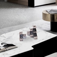 Rzone Modern Simple Home Soft Decorations Square Geometric Plating Silver Crystal Glass Model Room D