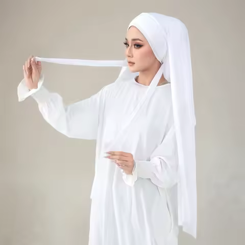 New Elasticity Modal Jersey Instant Hijab With Straps Muslim Woman Hijab Soft Solid Headwraps Turban