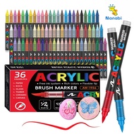 Acrylic Marker Pen for Rock Painting, Brush Tip Paint Markers Fabric Markers Waterproof Paint 12/24/