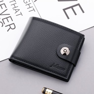 Men's Wallet Short Lightweight Driving License Minimalist Retro Ultra-Thin Buckle Wallet Zipper Men's College Student Short Wallet