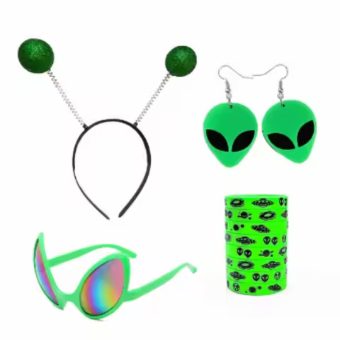 Halloween Costume Accessories Alien Glasses Alien Drop Earrings Alien Silicone Bracelet