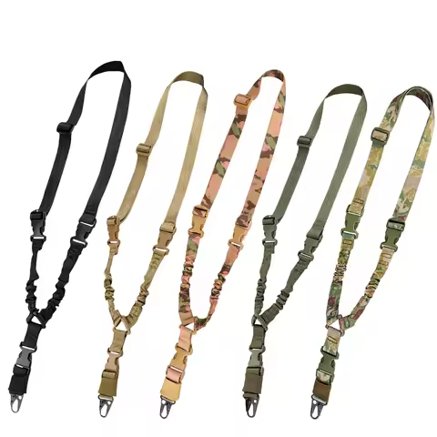 Tactical Gun Single Point Sling Adjustable Bungee Rifle Shoulder Strap Length for Airsoft Hunting Ac