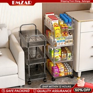 4 Layer Transparent Trolley Cart Organizer Rack with Wheels kitchen With Basket Utility Trolley Cart