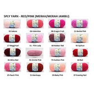 5ply Yarn( Red/Pink ) Crochet Knitting Yarn 5 Ply Milk Cotton Benang Kait