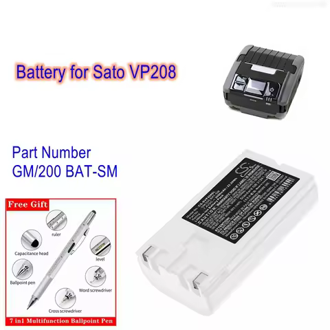 Portable Printer Battery 7.4V/3000mAh GM/200,BAT-SM for Sato VP208,PW208,PW2NX,PW208NX