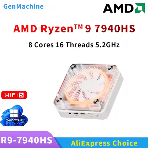 Genmachine AMD Ryzen 9 7940HS Mini PC 16G RAM 256G ROM Windows 11 Ryzen WiFi 6 Gaming PC DDR5 4800Mh