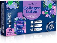 BioFinest Marine Collagen Peptides Lutein Drink, Liquid, 15 Count, Blueberry, Collagen, 5500mg, Anti