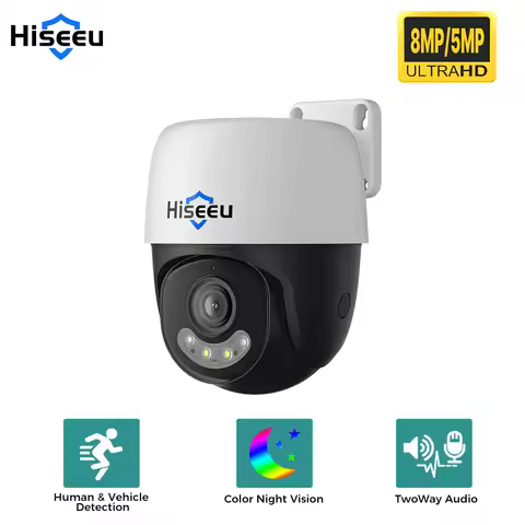 Hiseeu 5MP 8MP POE PTZ IP Camera Color Night Vision Waterproof Security Video Onvif Security CCTV Ca