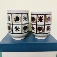 日本早期冰裂紋橘吉陶瓷茶杯 茶具/兩入
