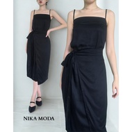 Hemera Dress - NIKA MODA | Rayon Casual Maxi Long Wrap Dress Cool, Simple, BlackELEGAN