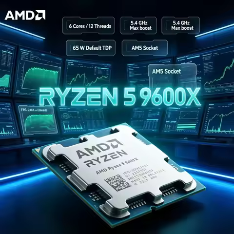 Gaming CPU AMD Ryzen 5 9600X 65W Low TDP 32MB L3 Cache 5.4GHz Boost for AAA Games Esports Streaming 