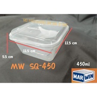 MW SQ-450 Microwavable Square Container with Lid (50set±)/(450ml) Disposable Plastic Food Container 