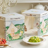 Transparent birthday cake box packaging box 6 inch 8 inch 10 inch high baking portable net red custo