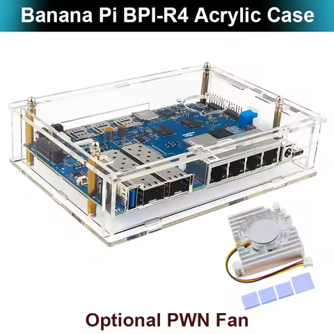 Banana Pi BPI-R4 Acrylic Case Transparent Shell Box Optional PWN Fan Radiator Active Passive Cooler