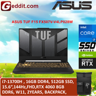 ASUS TUF 2023 F15 FX507V-V4LP028W GAMING LAPTOP (7-13700H,16GB DDR4,512GB SSD,15.6" FHD 144Hz,RTX4060 8GB,WIN11) FREE BACKPACK