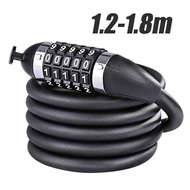 1.2-1.8m Bicycle Pas 5 Digits Anti Theft Steel Cable Mountain Road Bicycles Bike Lock Cycling Equipm
