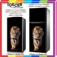 Tiger Motif 1-door Or 2-door Refrigerator Stickers
