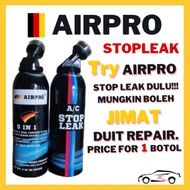 AIRPRO DIY TOP UP STOP LEAK AC GAS + OIL TREATMENT CAR AIR COND R134 R134A COMPRESSOR TAMBAH REFILL 