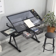 Drafting table with stool drawers and side table by Artist Loft With desk lamp