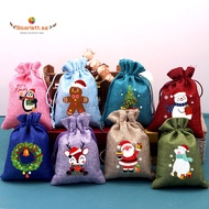 [50pcs/lot] Christmas Drawstring Natural Burlap Bag / Christmas Party Favor Drawable Gift Bag / Xmas Jute Gift Bags / Drawstring Linen Gift Bag / Christmas Tree Decoration Supplies